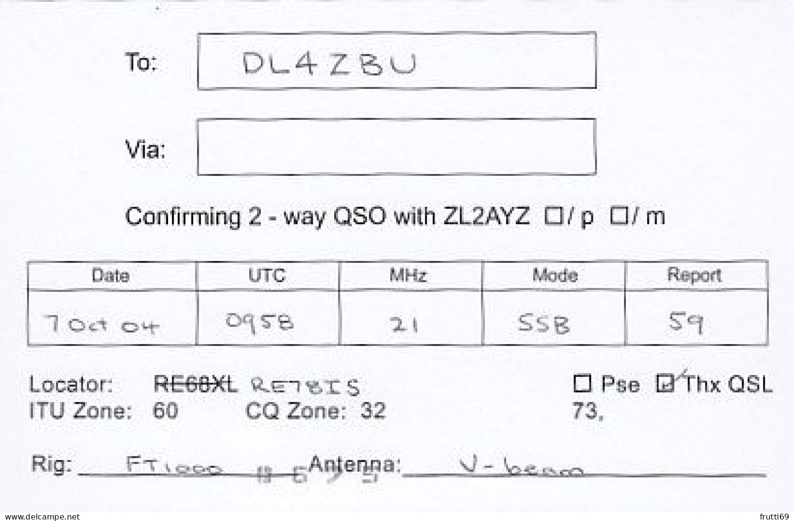 AK 212268 QSL - New Zealand - Blenheim - Radio Amatoriale