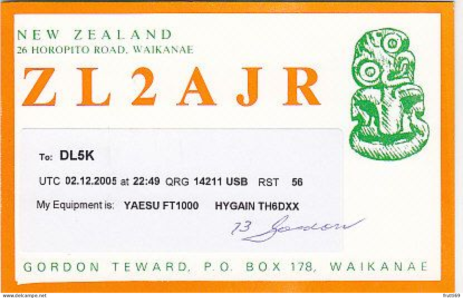 AK 212269 QSL - New Zealand - Waikanae - Radio Amatoriale