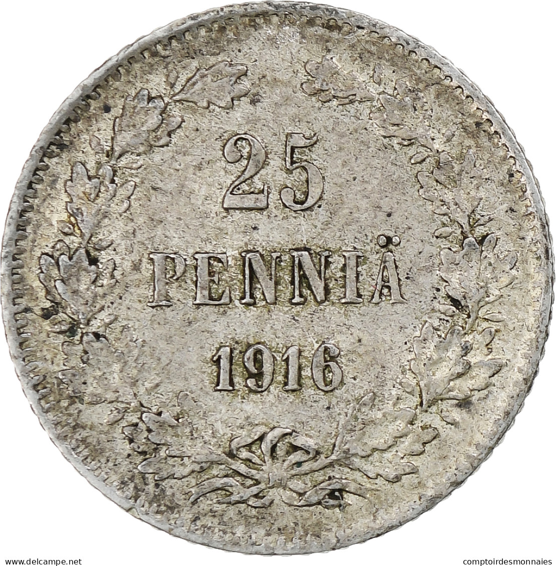 Finlande, Nicholas II, 25 Penniä, 1916, Helsinki, Argent, SUP, KM:6.2 - Finlande