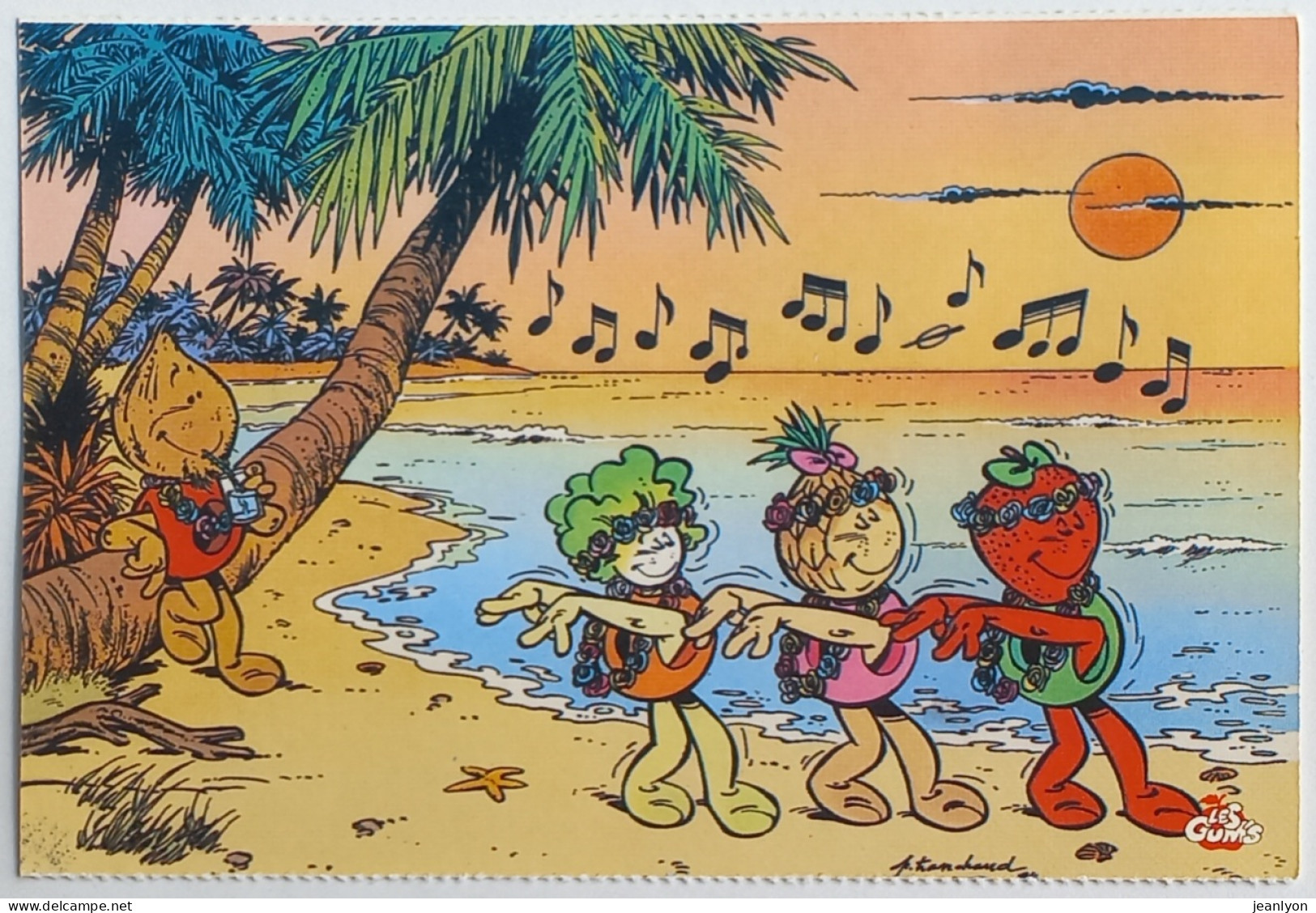 TAHITI / Danse Tahitienne / Notes De Musique - Dessin Illustrateur - Carte Postale Publicitaire Les Gum's - Danse