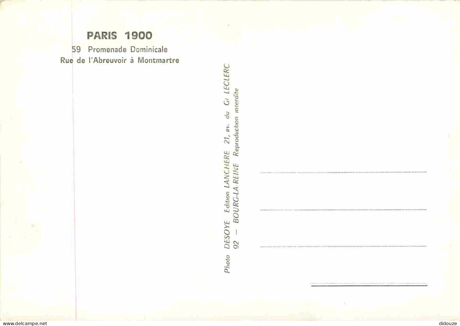 Reproduction CPA - 75 Paris - Promenade Dominicale Rue De L'Abreuvoir à Montmartre - Paris 1900 - 59 - CPM - Carte Neuve - Ohne Zuordnung