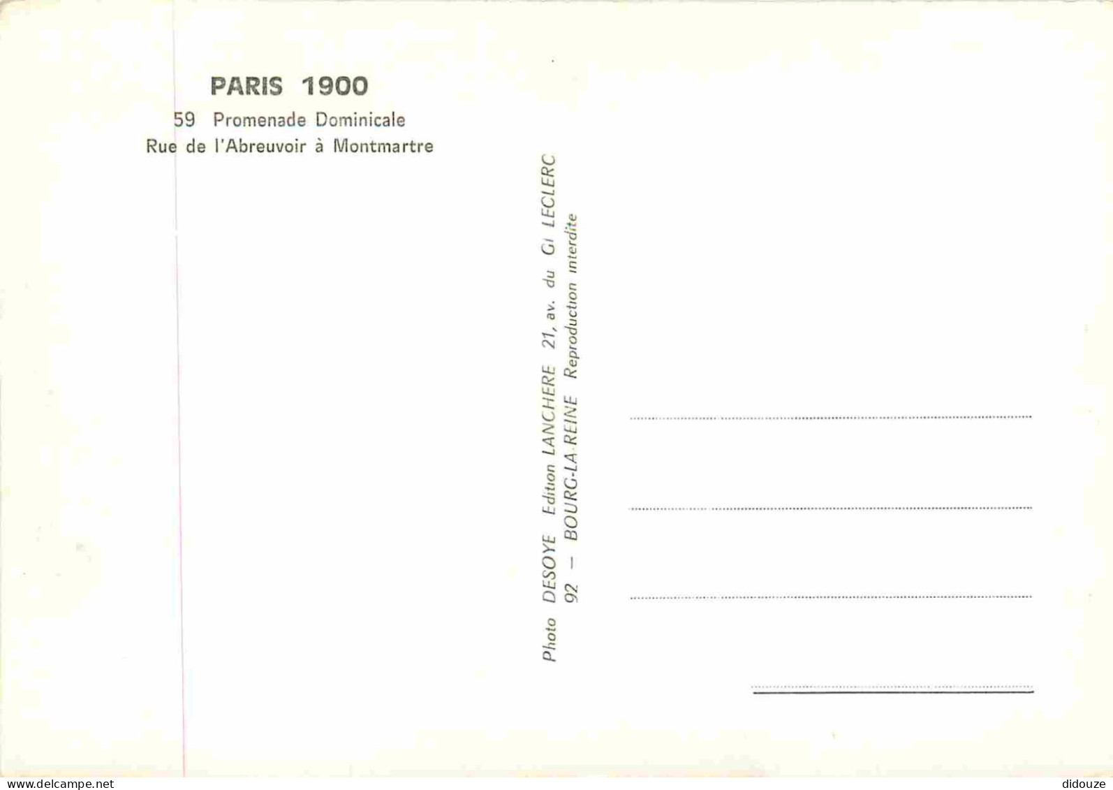 Reproduction CPA - 75 Paris - Promenade Dominicale Rue De L'Abreuvoir à Montmartre - Paris 1900 - 59 - CPM - Carte Neuve - Unclassified