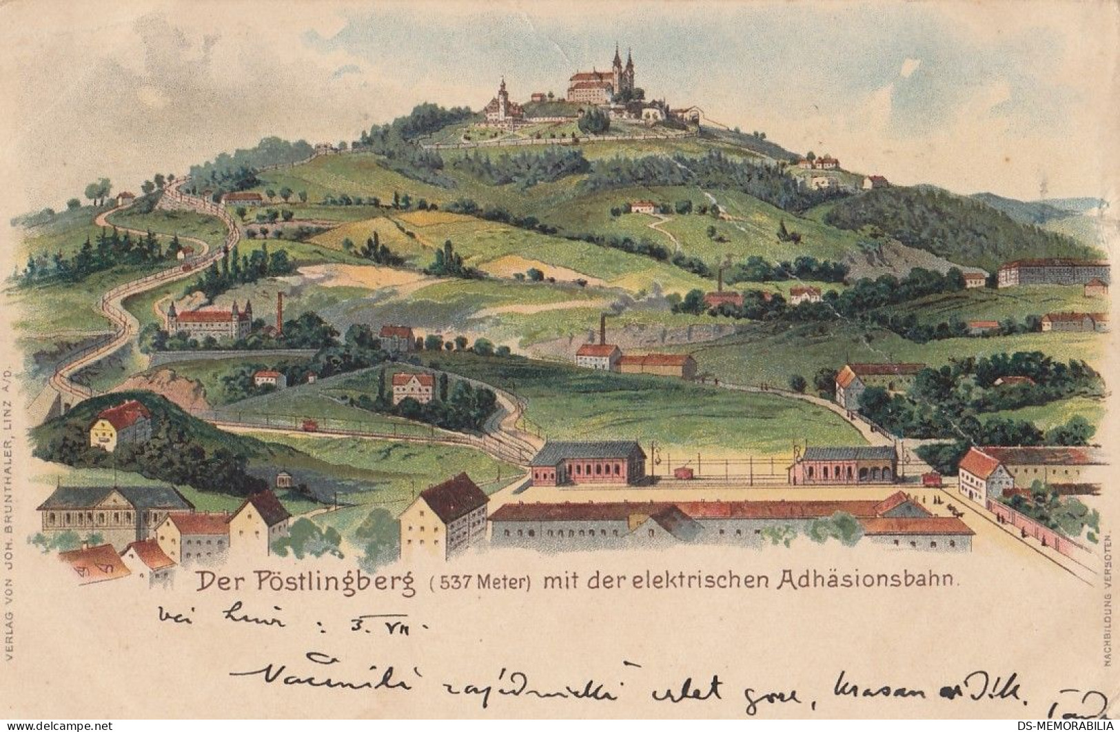 Postlingberg Farblitho 1899 - Linz Pöstlingberg