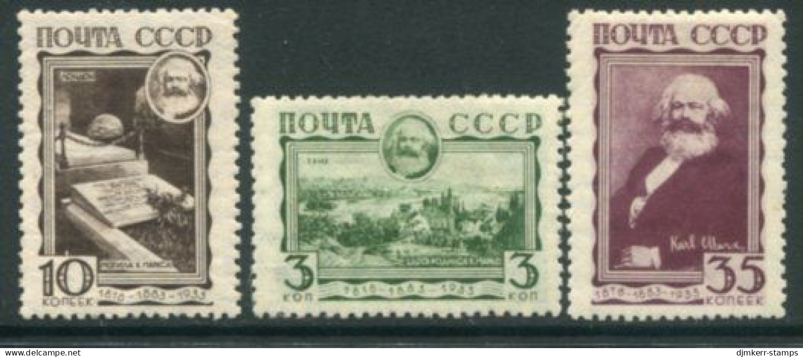 SOVIET UNION 1933 Marx Death Anniversary LHM / *.  Michel 424-26 - Neufs