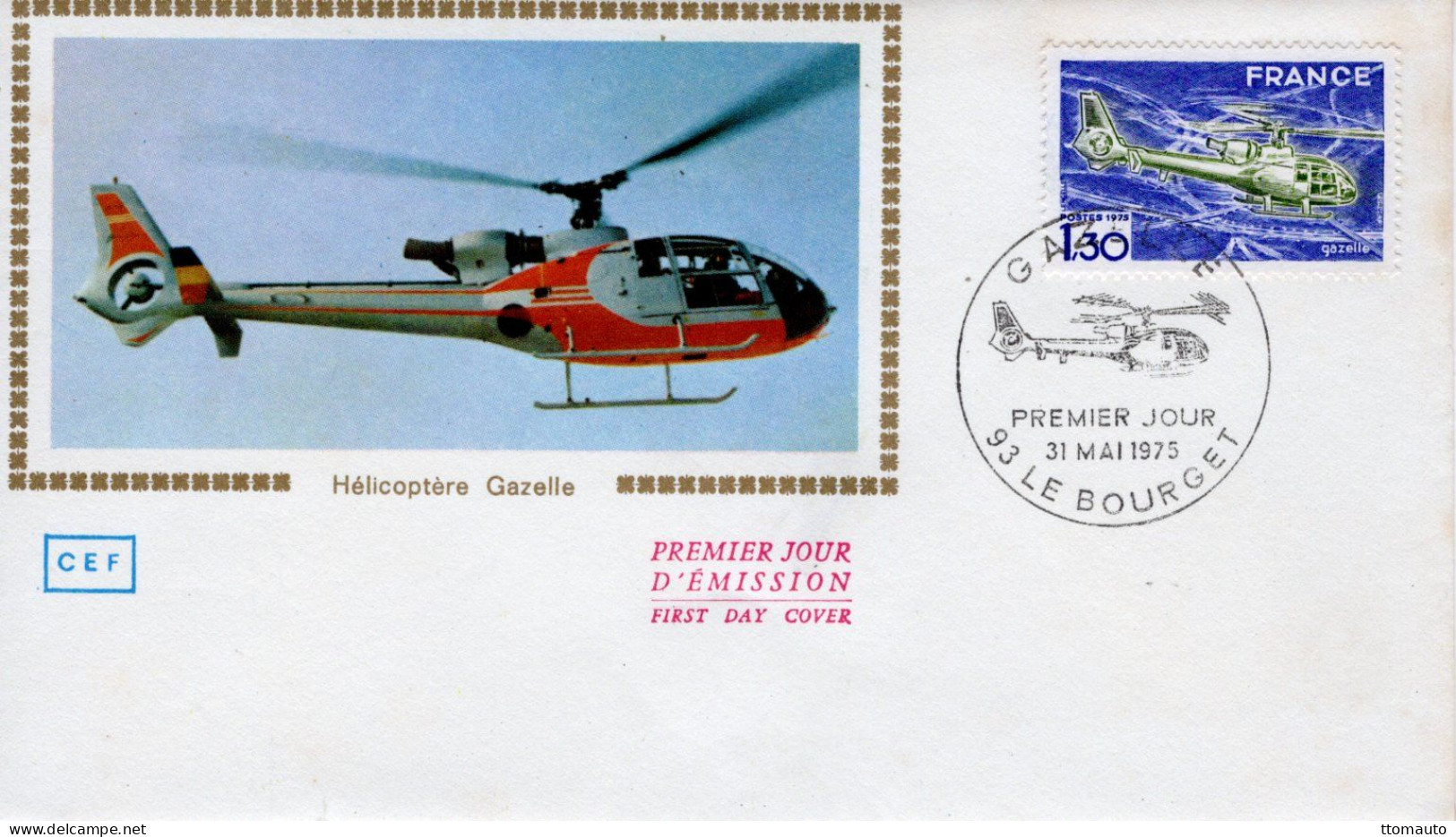 Hélicoptere GAZELLE - France 1v FDC - Prémier Jour - Hélicoptères