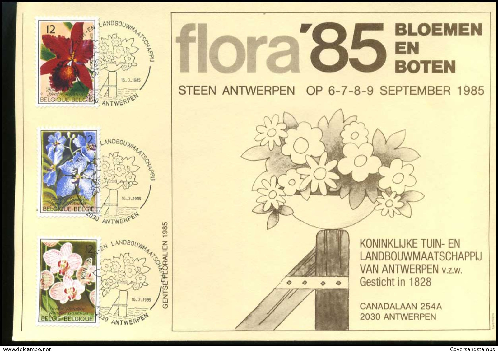 België : Gentse Floralieën 2163/65   Herdenkingskaart                     - Briefe U. Dokumente