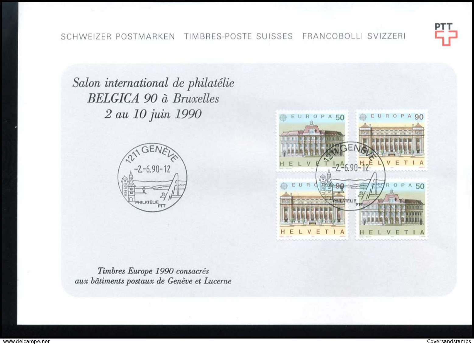 Zwitserland - Salon International De Philatélie BELGICA 90                                  - Brieven En Documenten