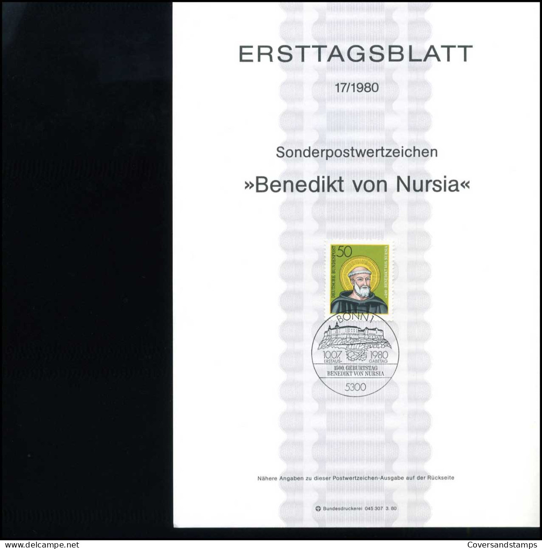 Duitsland - Ersttagsblatt - Benedikt Von Nursia                      - Other & Unclassified