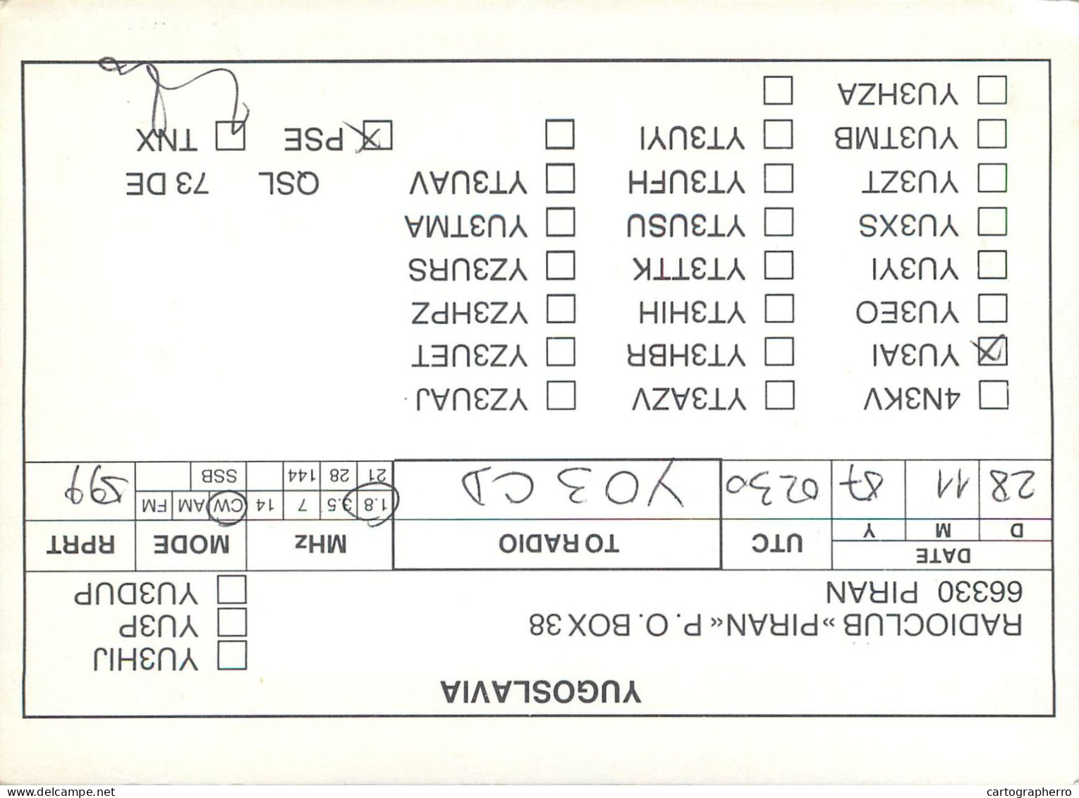 Yugoslavia Radio Amateur QSL Post Card Y03CD YU3AI - Amateurfunk