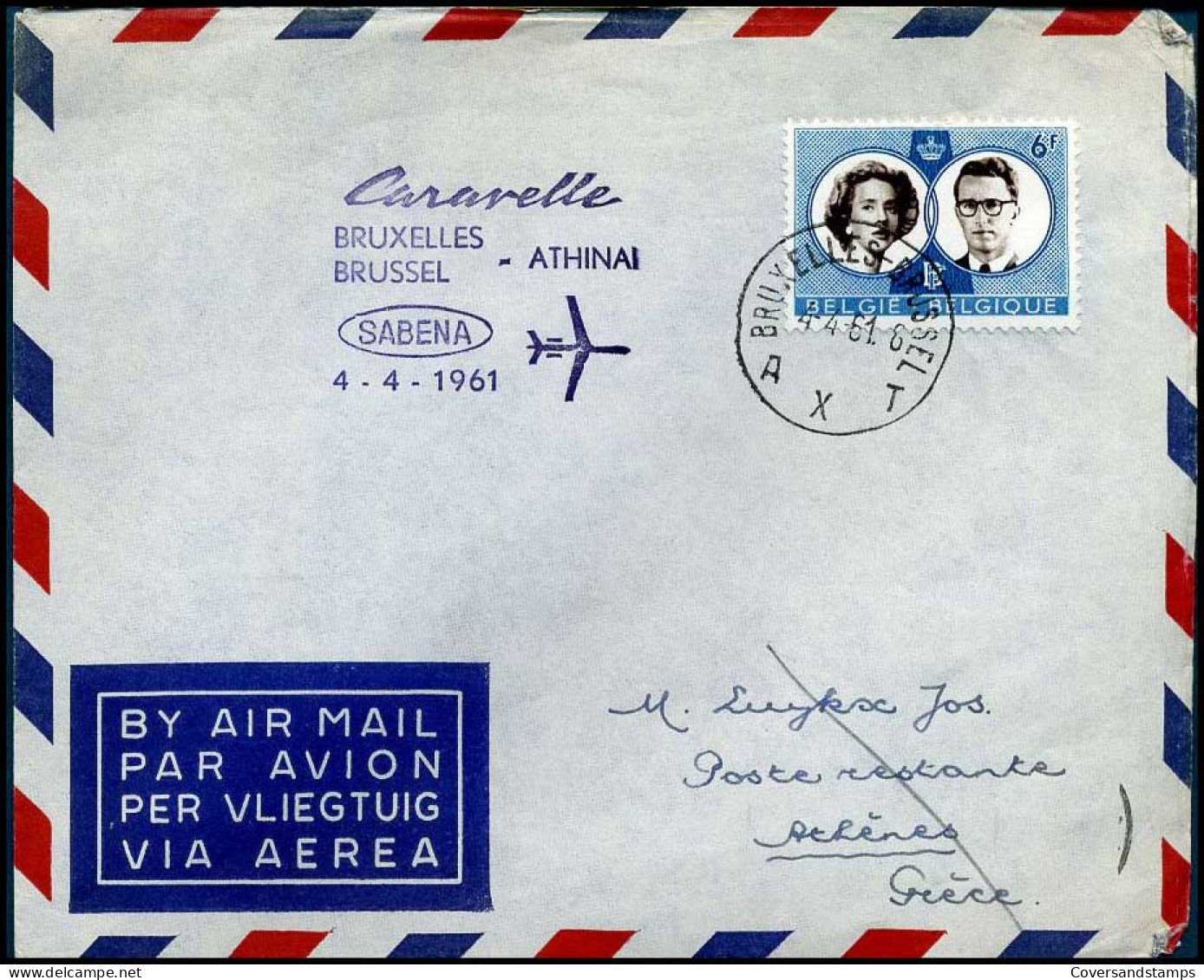 SABENA Eerste Vlucht Brussel-Athene 4/4/1961 - Sonstige & Ohne Zuordnung