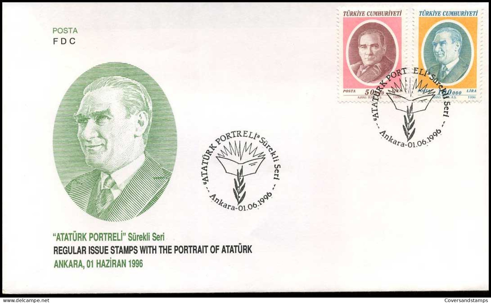 Turkije - FDC - Regular Issue Stamps With The Portrait Of Ataturk - FDC