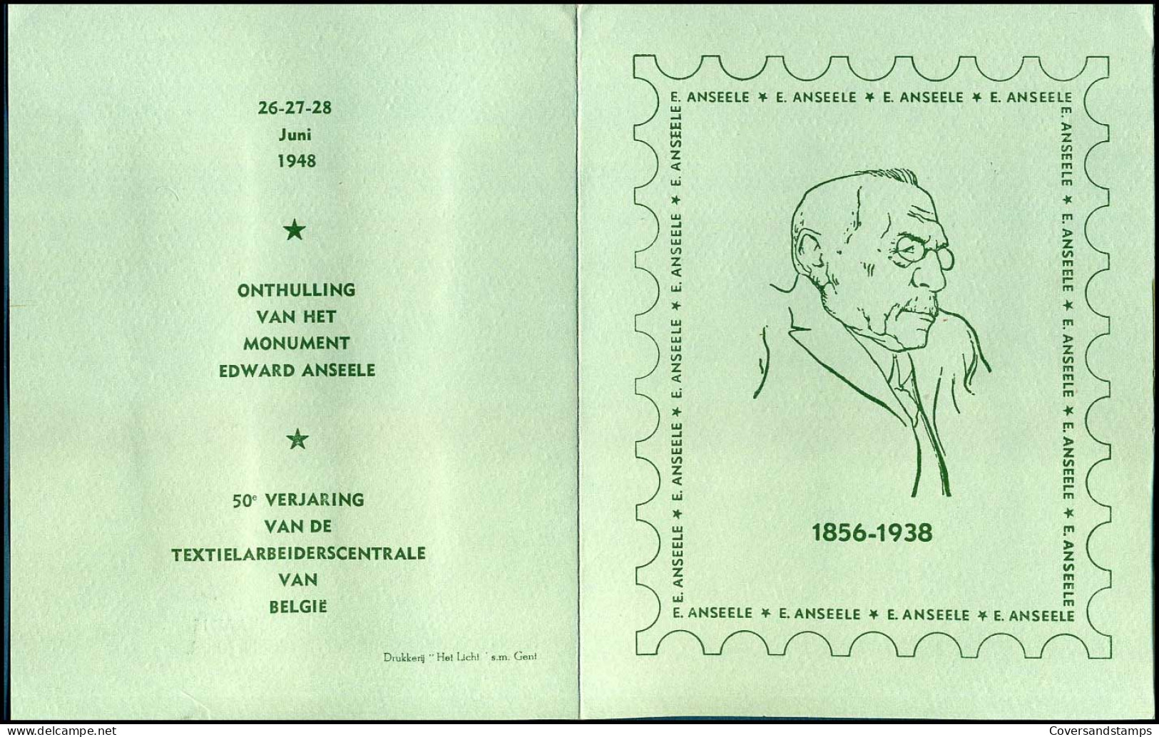 België - 781/84 Op Herdenkingsblaaje Anseele - Briefe U. Dokumente
