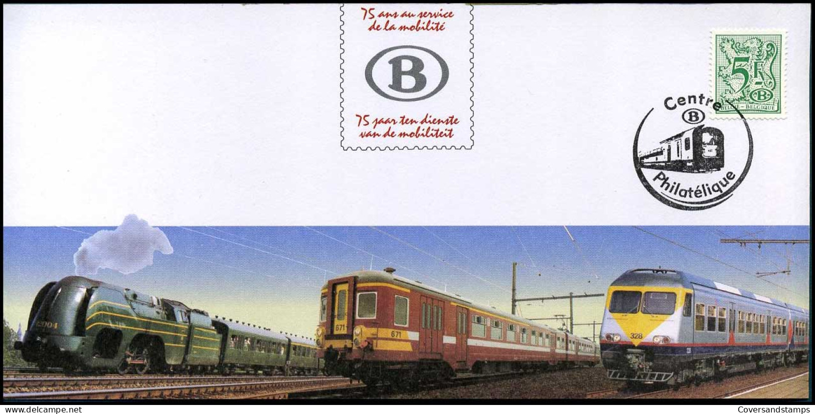 België - Souvenirkaart 75 Jaar Ten Dienste Van De Mobiliteit - Trenes