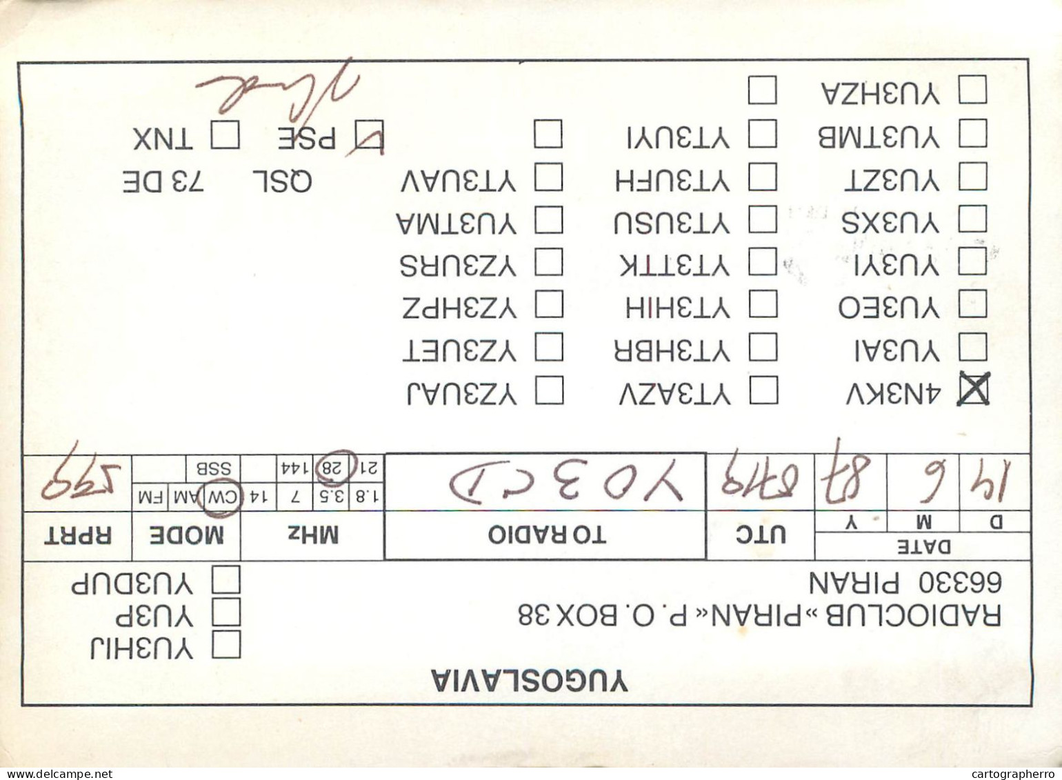 Yugoslavia Radio Amateur QSL Post Card Y03CD 4N3KV - Amateurfunk