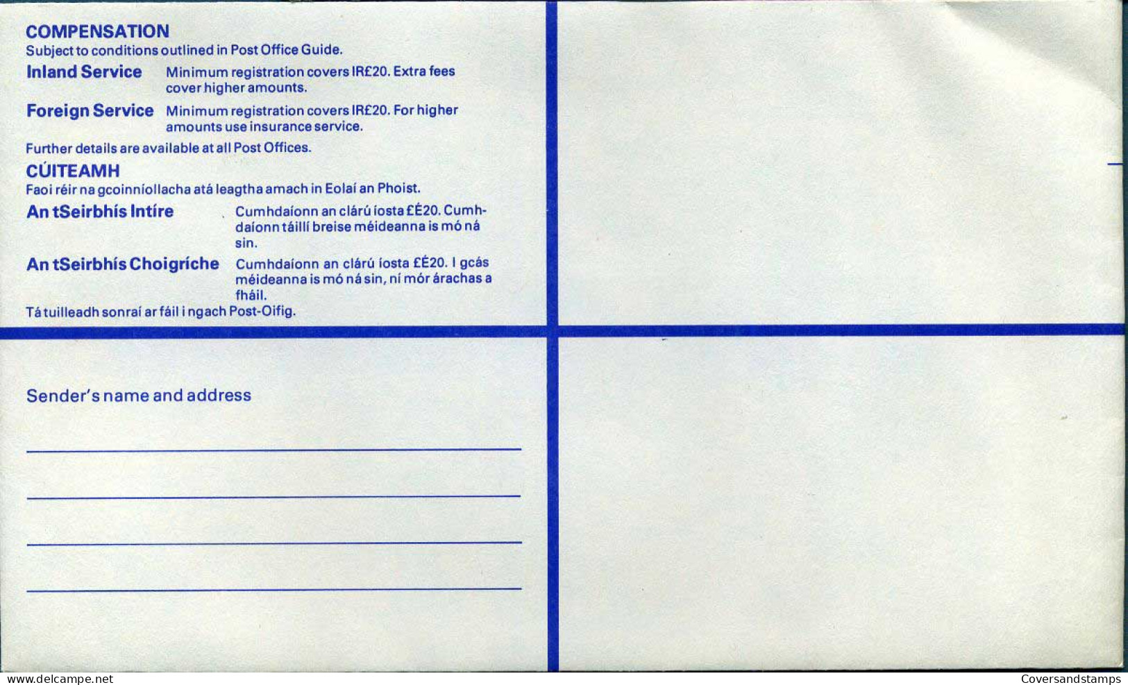Ireland - Enveloppe For Registered Shipping - Interi Postali