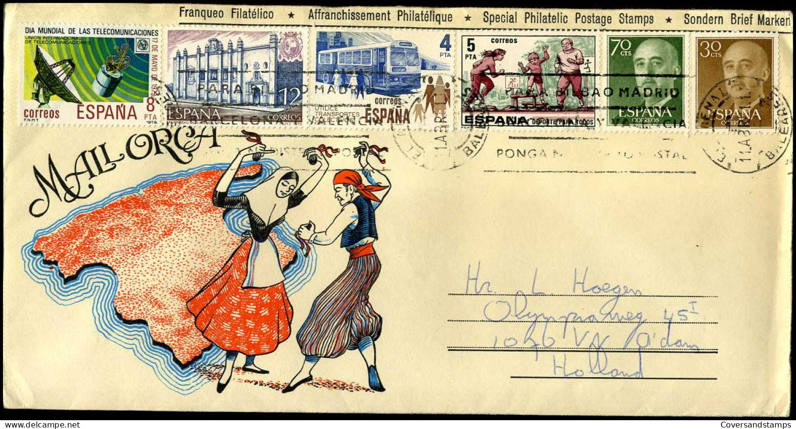 Spanje - Cover From Mallorca To Amsterdam, Holland - Storia Postale