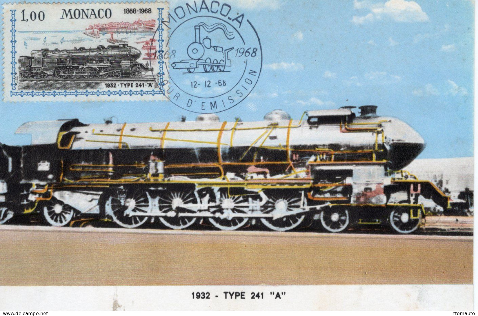 Locomotive - Type 241 'A' (1932) - Monaco 1v Maxi Carte - Prémier Jour D'Emission - Trenes