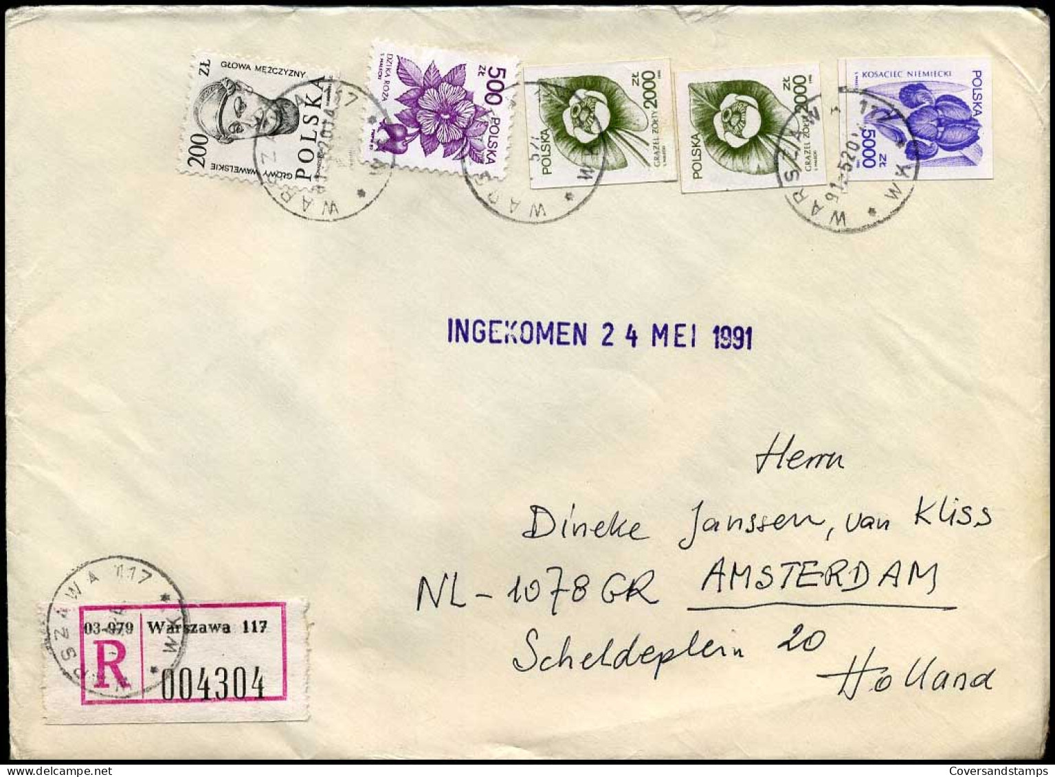 Polen - Cover To Amsterdam, Holland - Brieven En Documenten