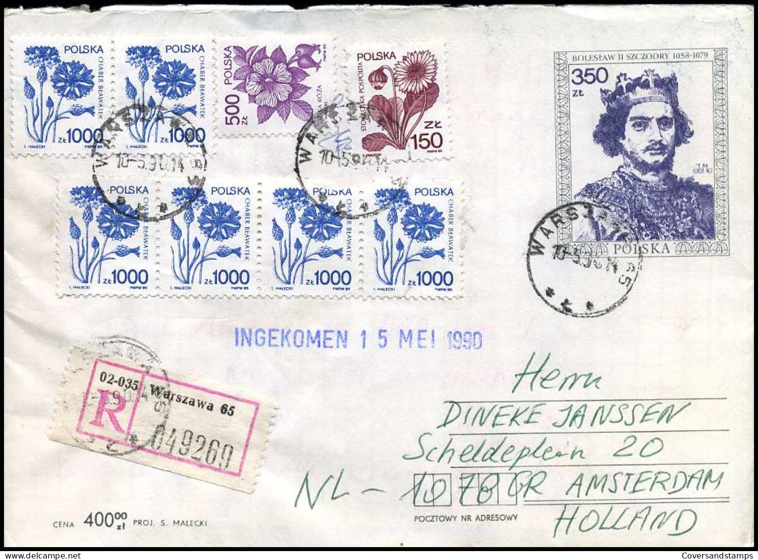 Polen - Cover To Amsterdam, Holland - Storia Postale