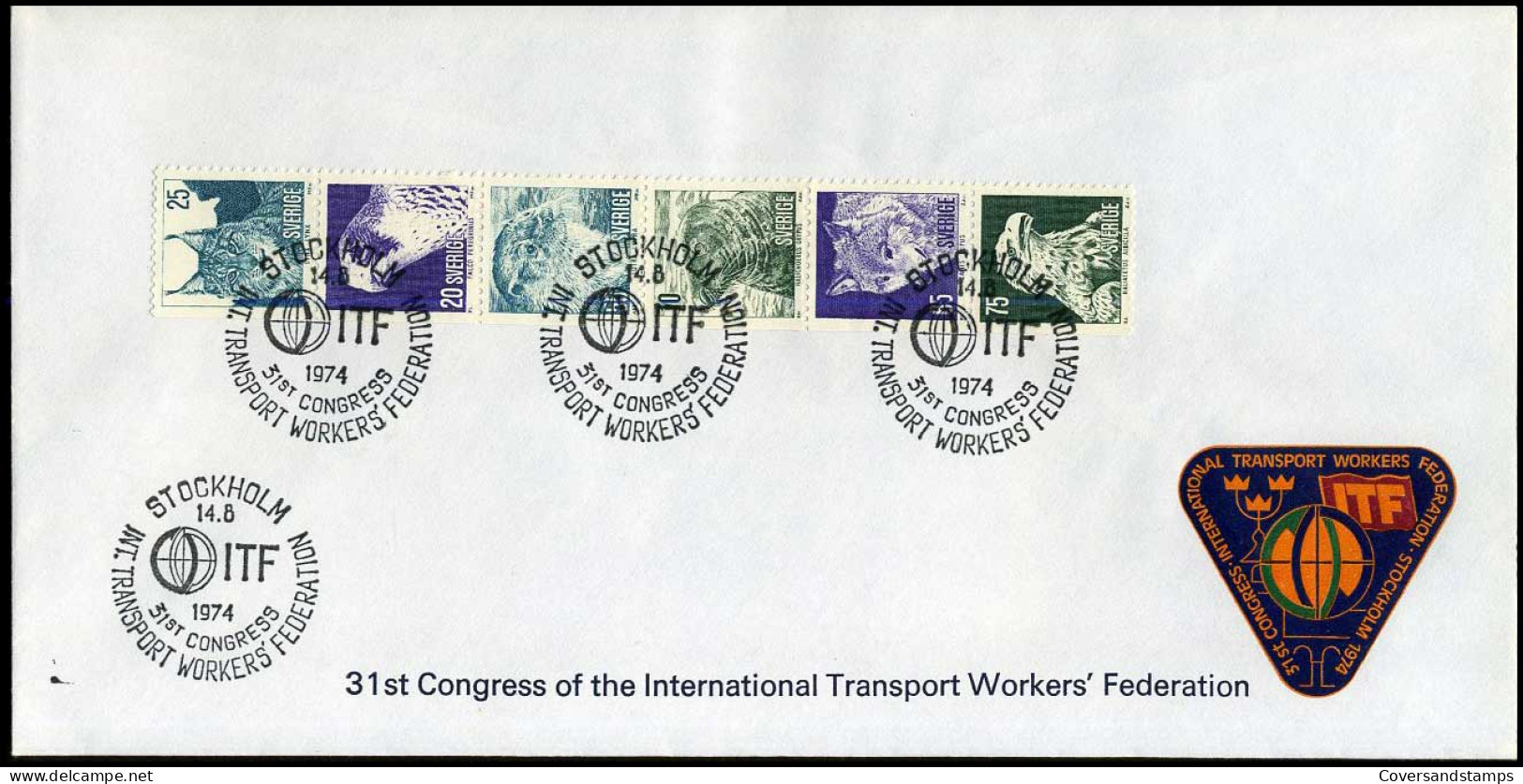 Sweden - FDC -  31st Congress Of The International Transport Workers' Federation - FDC