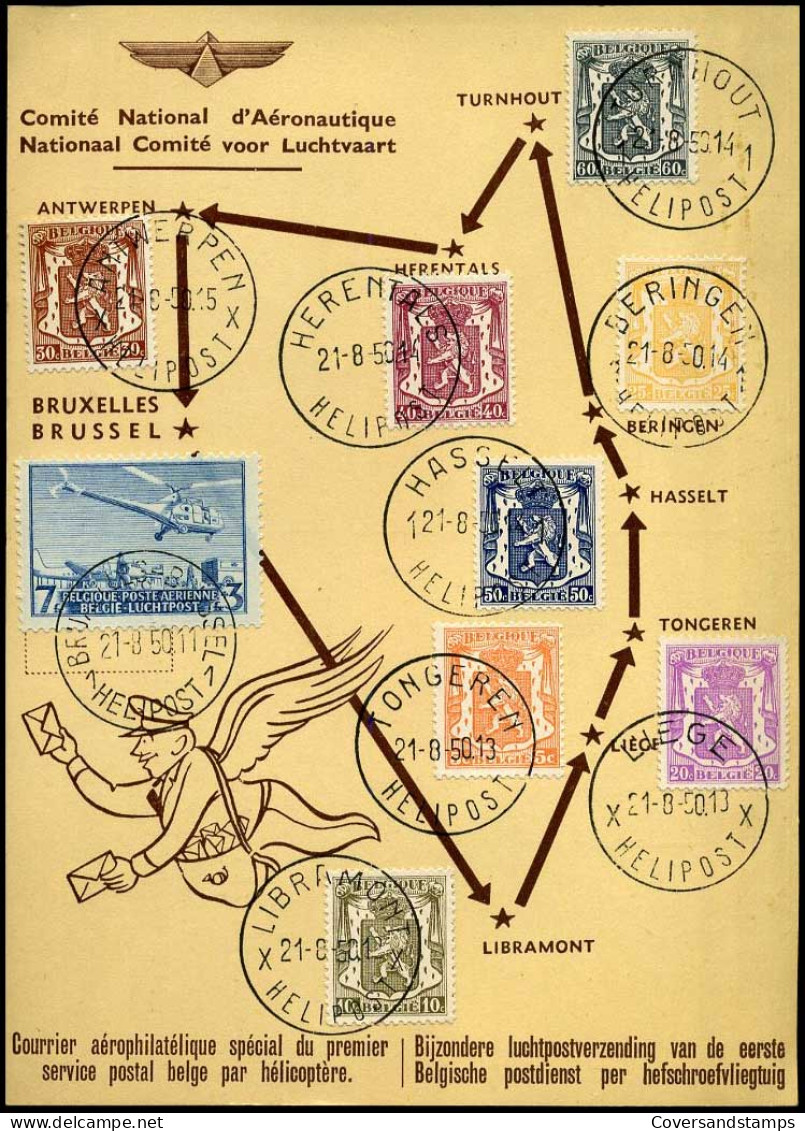 België - Bijzondere Luchtpostverzending Van De Eerste Belgische Postdienst Per Hefschroefvliegtuig - Autres & Non Classés
