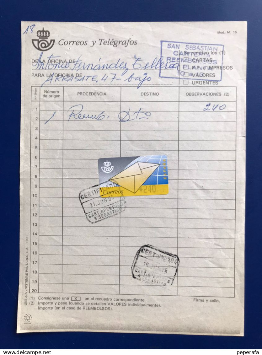 España Spain 1994, ATM CARTA, DOCUMENTO POSTAL REEMBOLSO 240  PTS, EPELSA, RARO!!! - Machine Labels [ATM]