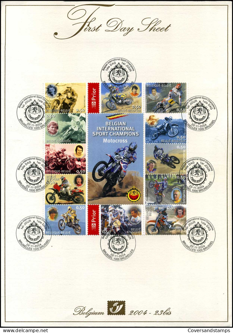 België - FDS 2004-23bis - BL117 Belgian International Sport Champions - Covers & Documents