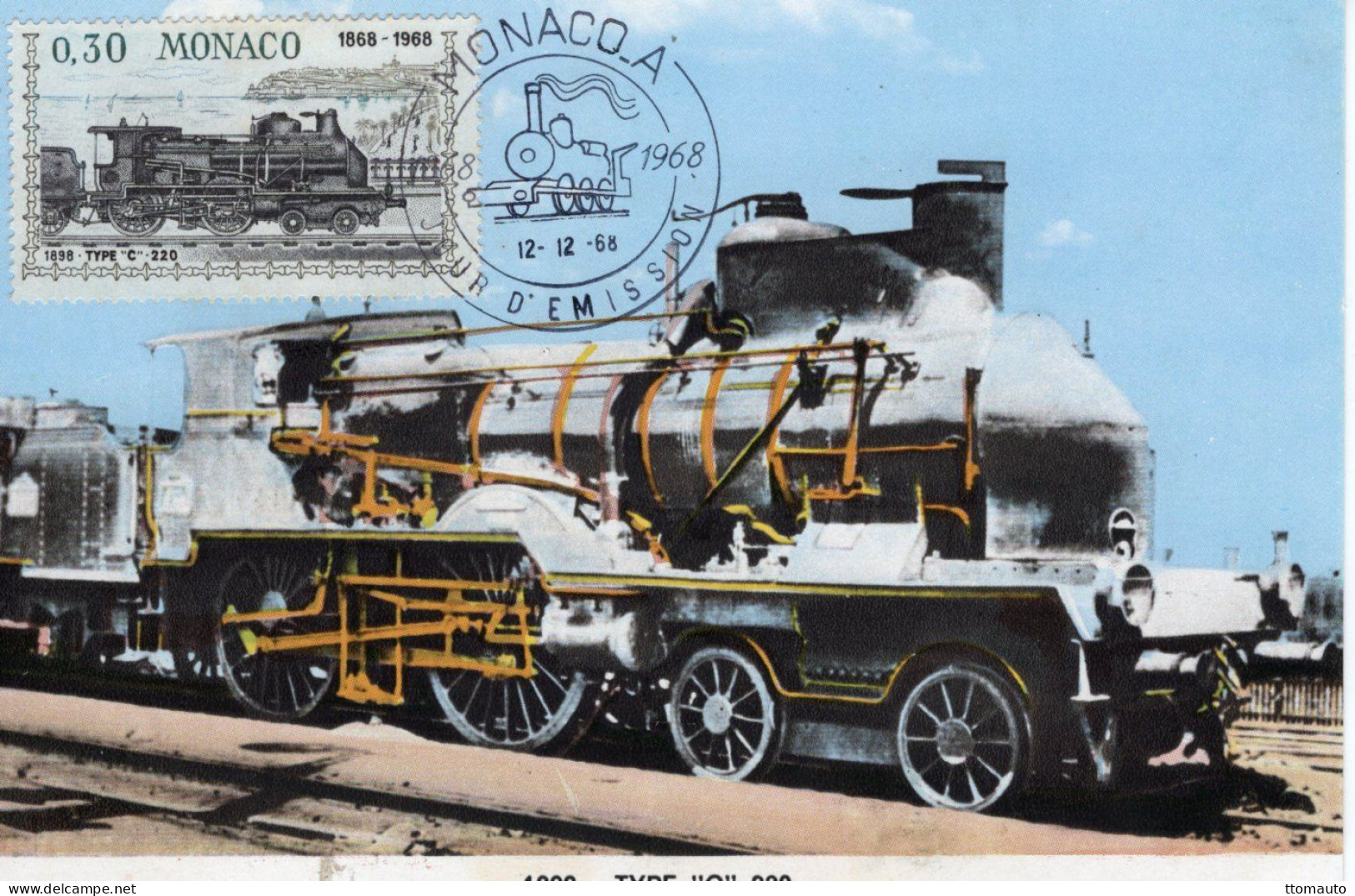 Locomotive - Type 220 'C' (1898) - Monaco 1v Maxi Carte - Prémier Jour D'Emission - Trenes
