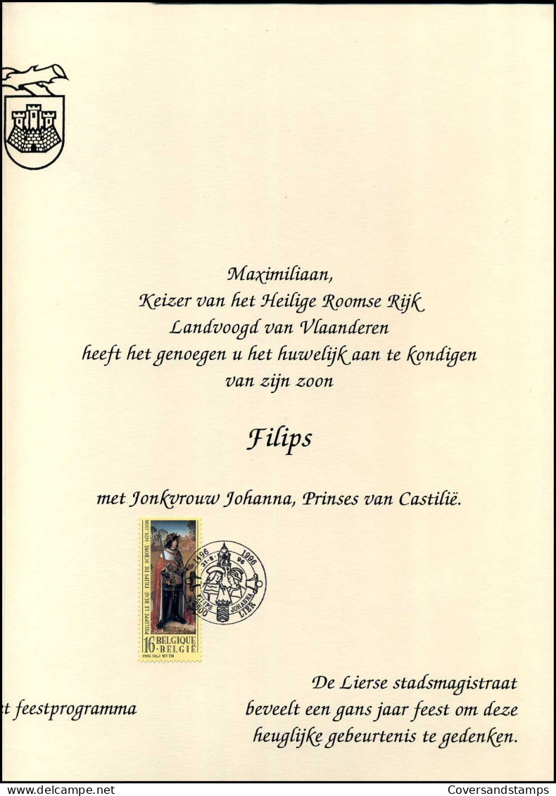 België - 2658/59, Historische Heruitgave Huwelijk Filips De Schone & Johanna Van Castilië Te Lier - Briefe U. Dokumente