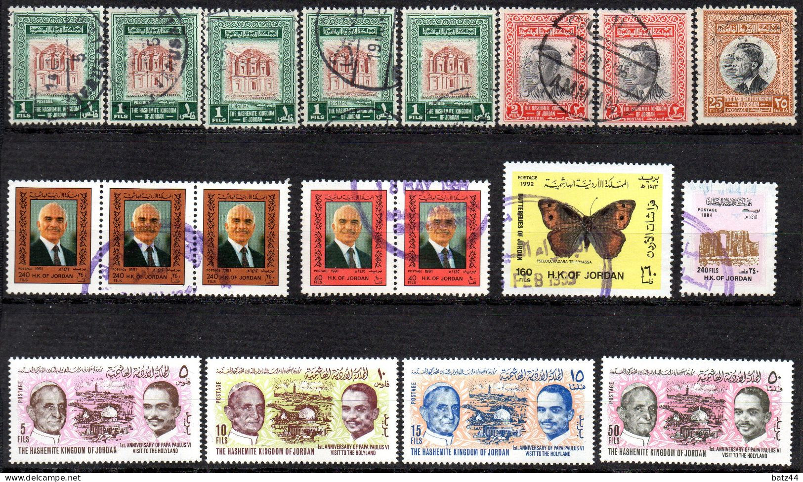 JORDANIE JORDAN Petit Lot Timbres Oblitéré / Used + Une Série 1965 N° YT 479 à 482 Visit Papa Paulus VI Neuf - Jordan