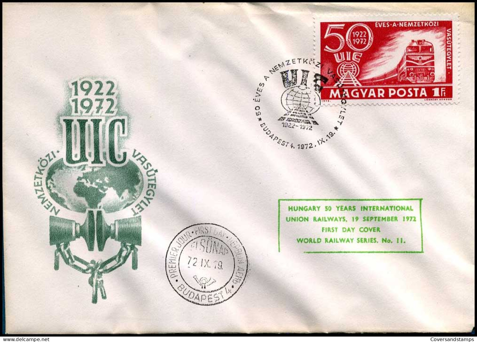 Magyar Posta - FDC - UIC 1922-1972 - Trenes