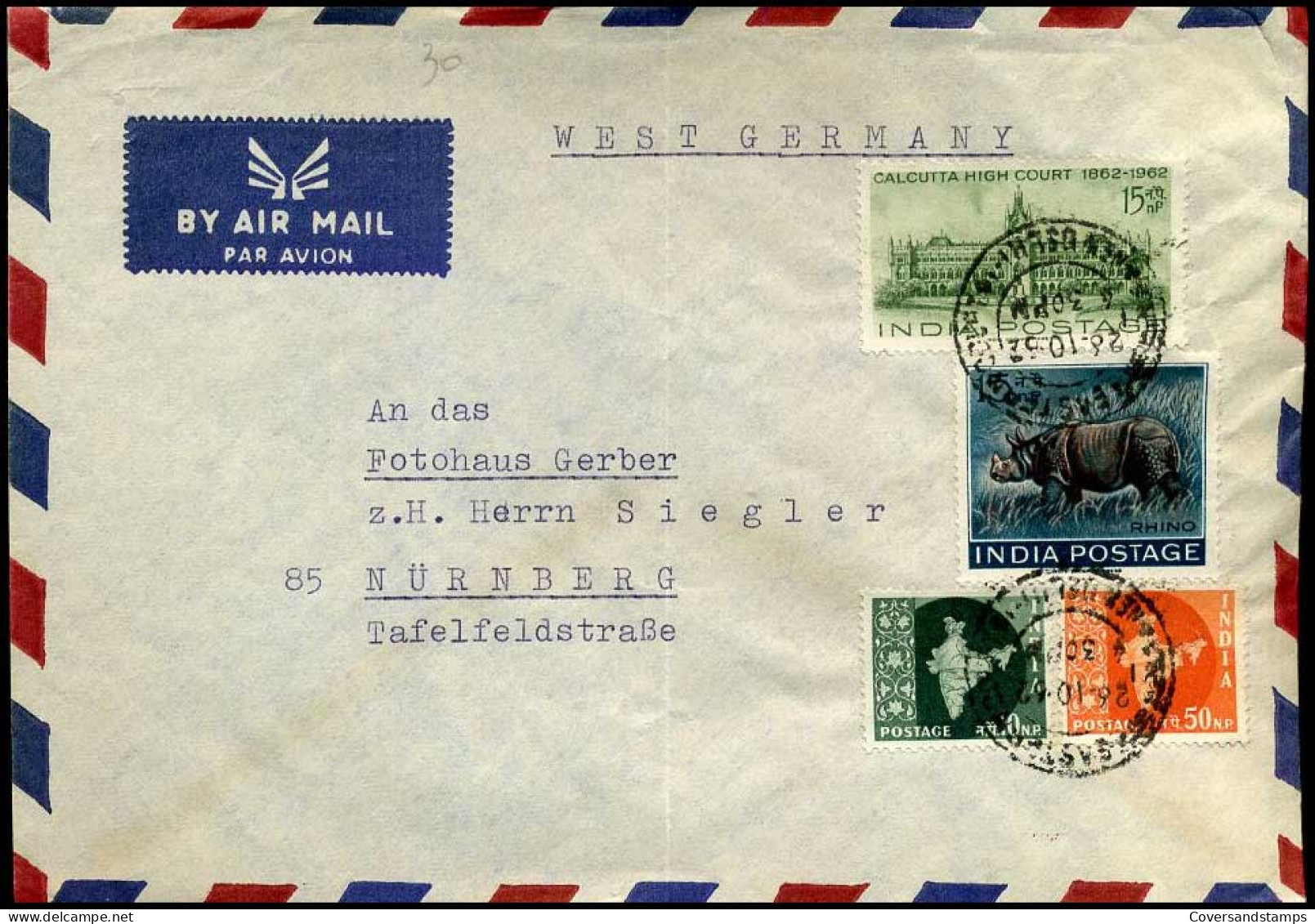 India - Cover To Nürnberg, Germany - Lettres & Documents