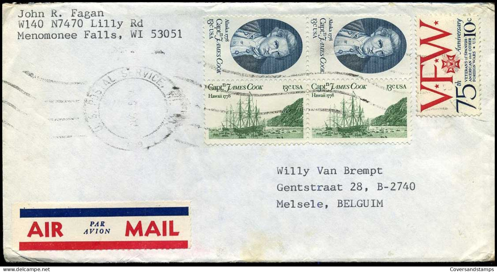 USA - Cover To Melsele, Belgium - 3c. 1961-... Covers