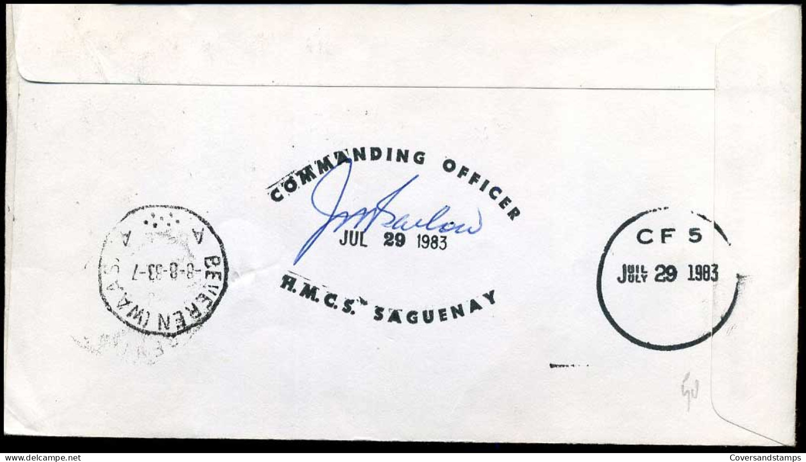 Canada - Cover To Burcht, Belgium -- H.M.C.S. Saguenay - Lettres & Documents
