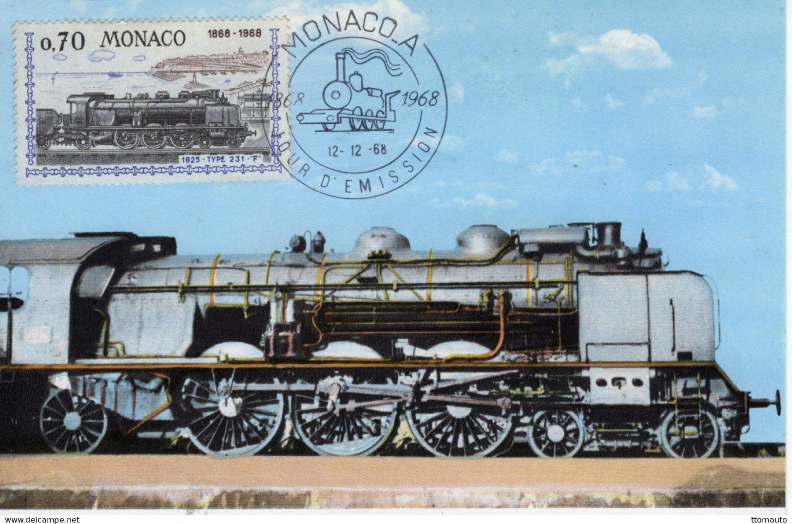 Locomotive - Type 231 'F' (1925) - Monaco 1v Maxi Carte - Prémier Jour D'Emission - Trenes