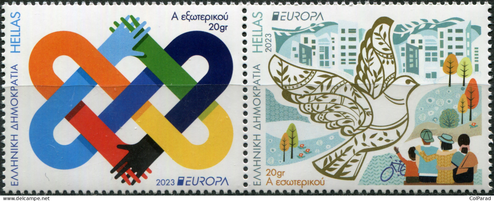 GREECE - 2023 - BLOCK OF 2 STAMPS MNH ** - Peace, Humanity's Highest Value - Neufs