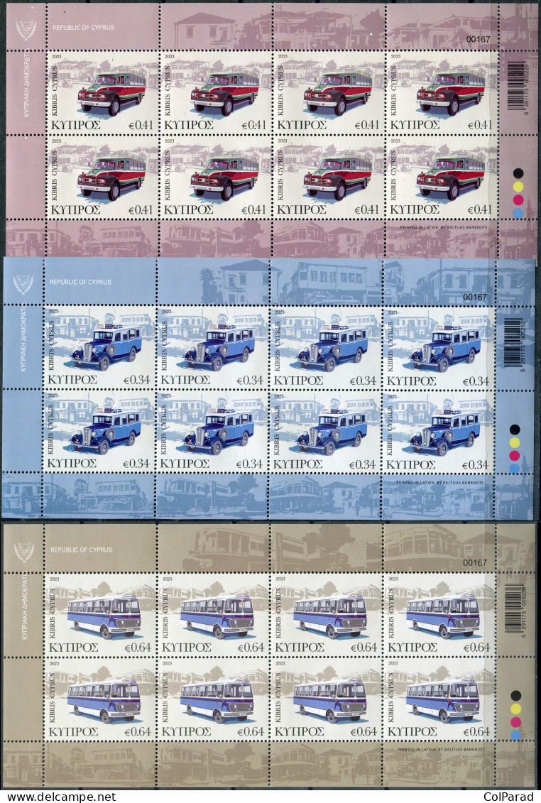 CYPRUS - 2023 - SET OF 3 M/SHEETS MNH ** - Vintage Public Transport Of Cyprus - Neufs