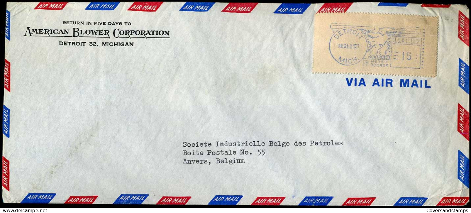 USA - Cover Antwerp, Belgium -- The Belmont Packing  & Rubber Co - Lettres & Documents