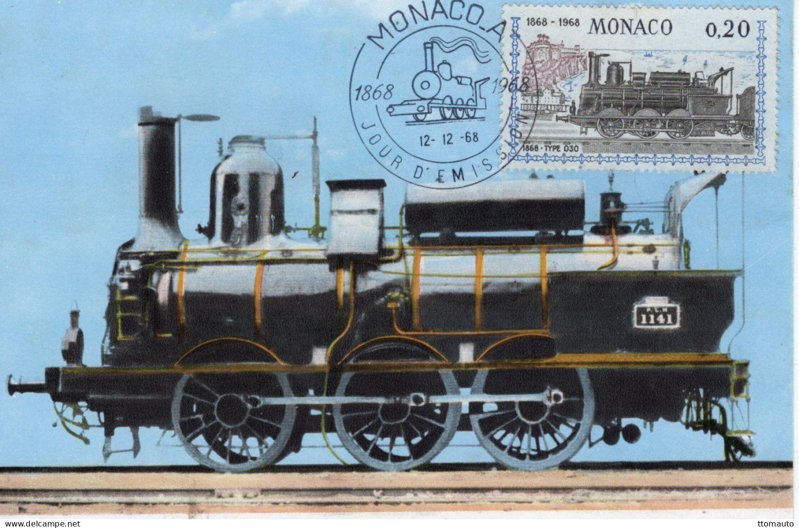 Locomotive - Type 030 'C' (1868) - Monaco 1v Maxi Carte - Prémier Jour D'Emission - Trenes