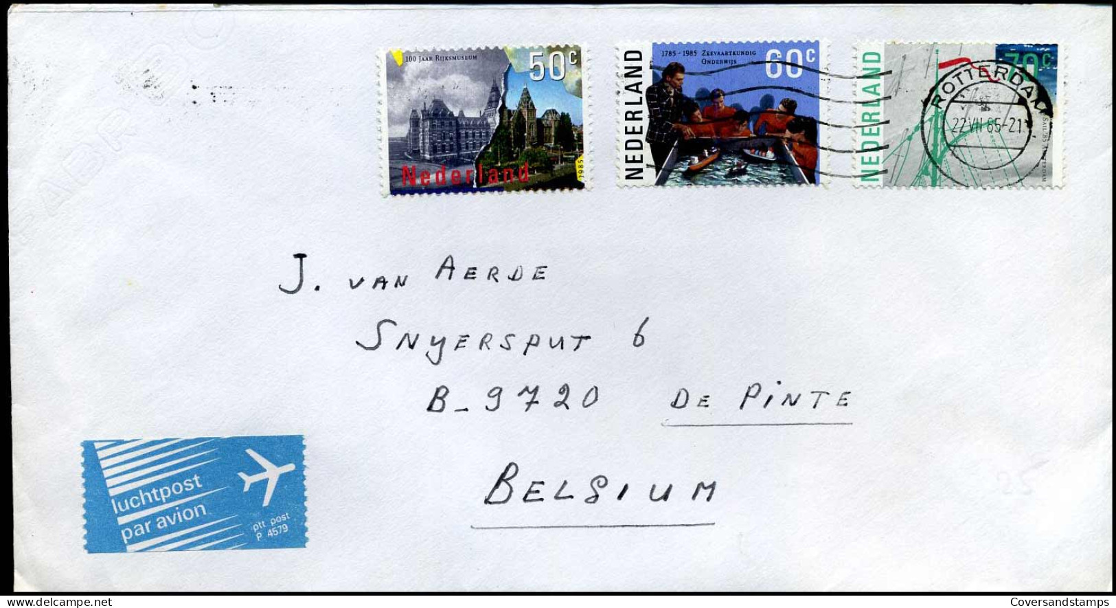 Cover Van Rotterdam Naar De Pinte, België - Lettres & Documents
