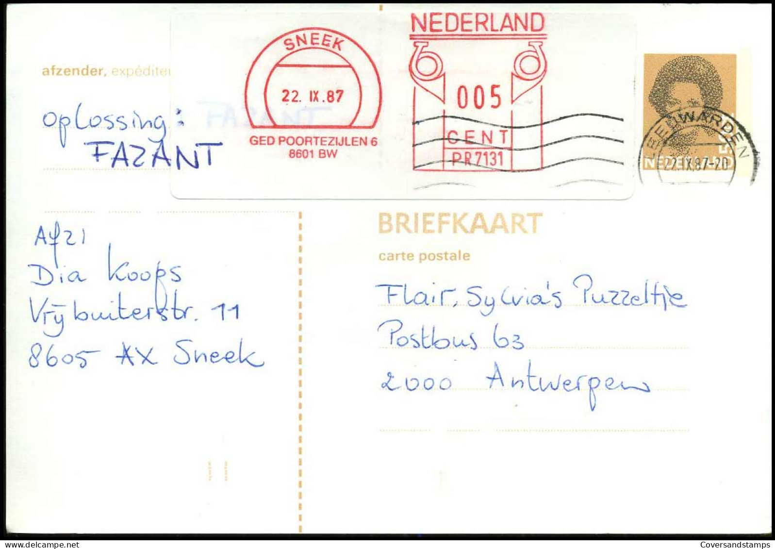 Briefkaart Naar Antwerpen, België - Cartas & Documentos