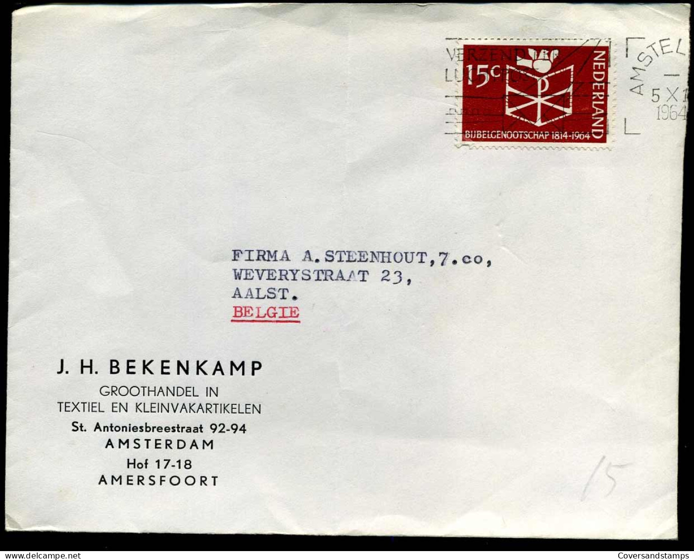 Cover Naar Aalst, België - "J.H. Bekenkamp, Groothandel In Textiel En Kleinvakartikelen" - Covers & Documents