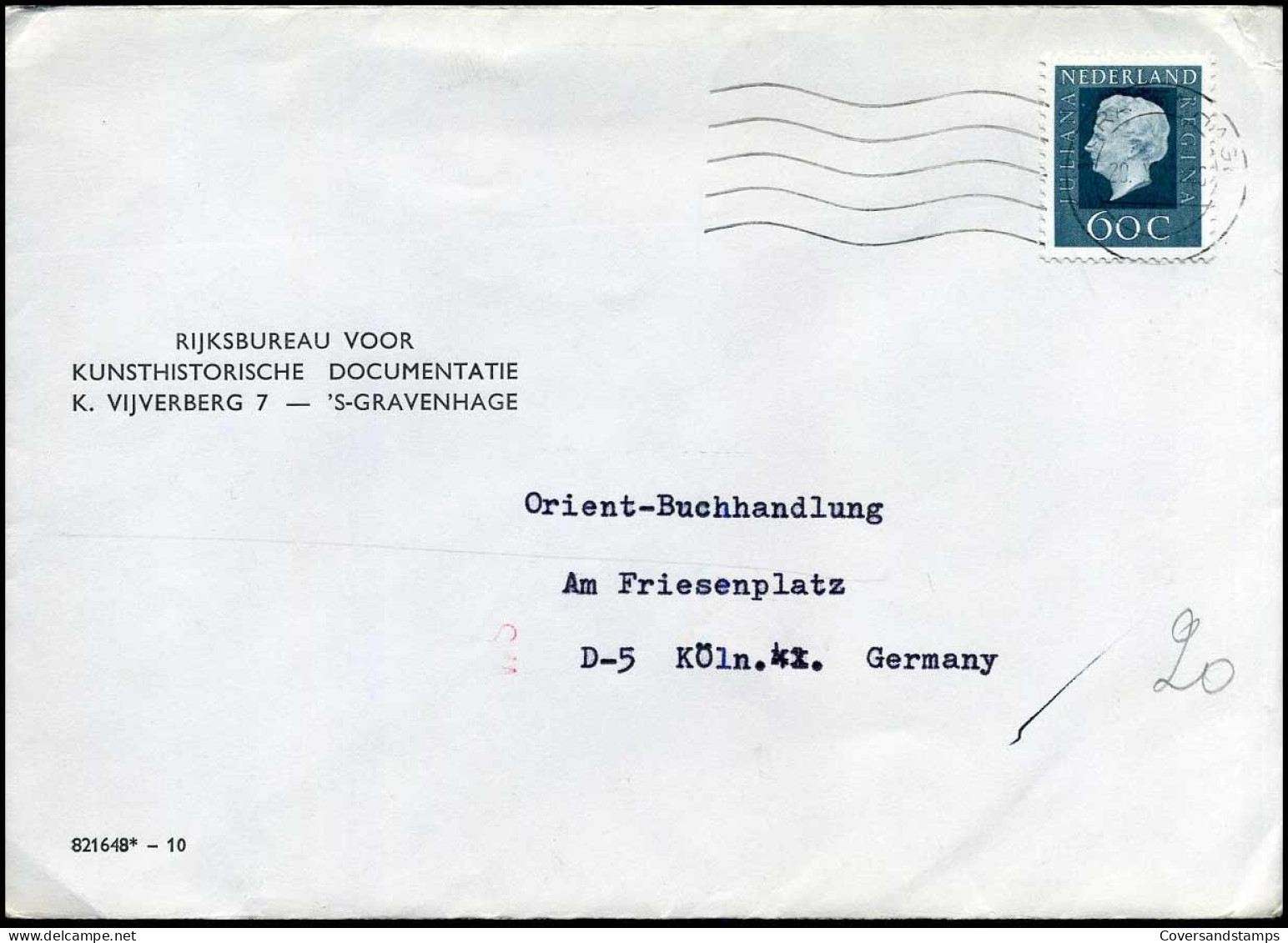 Cover Naar Keulen, Duitsland - "Rijksbureau Voor Kunsthistorische Documentatie, 's Gravenhage" - Covers & Documents