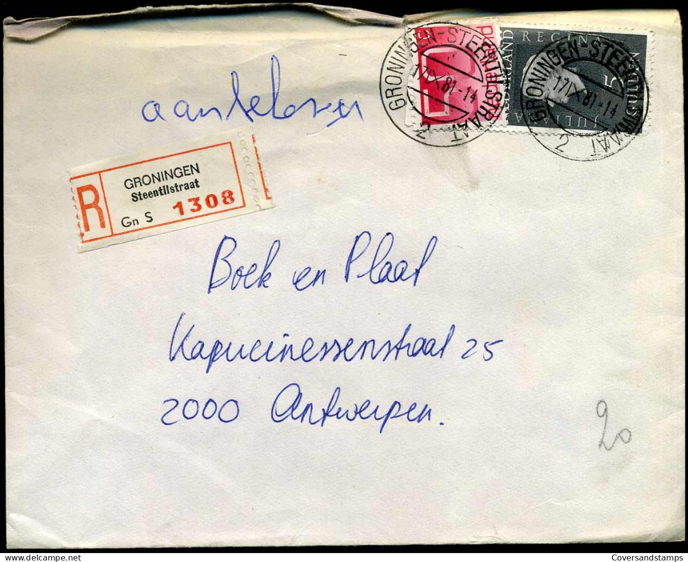 Aangetekende Cover Naar Antwerpen, België - Covers & Documents