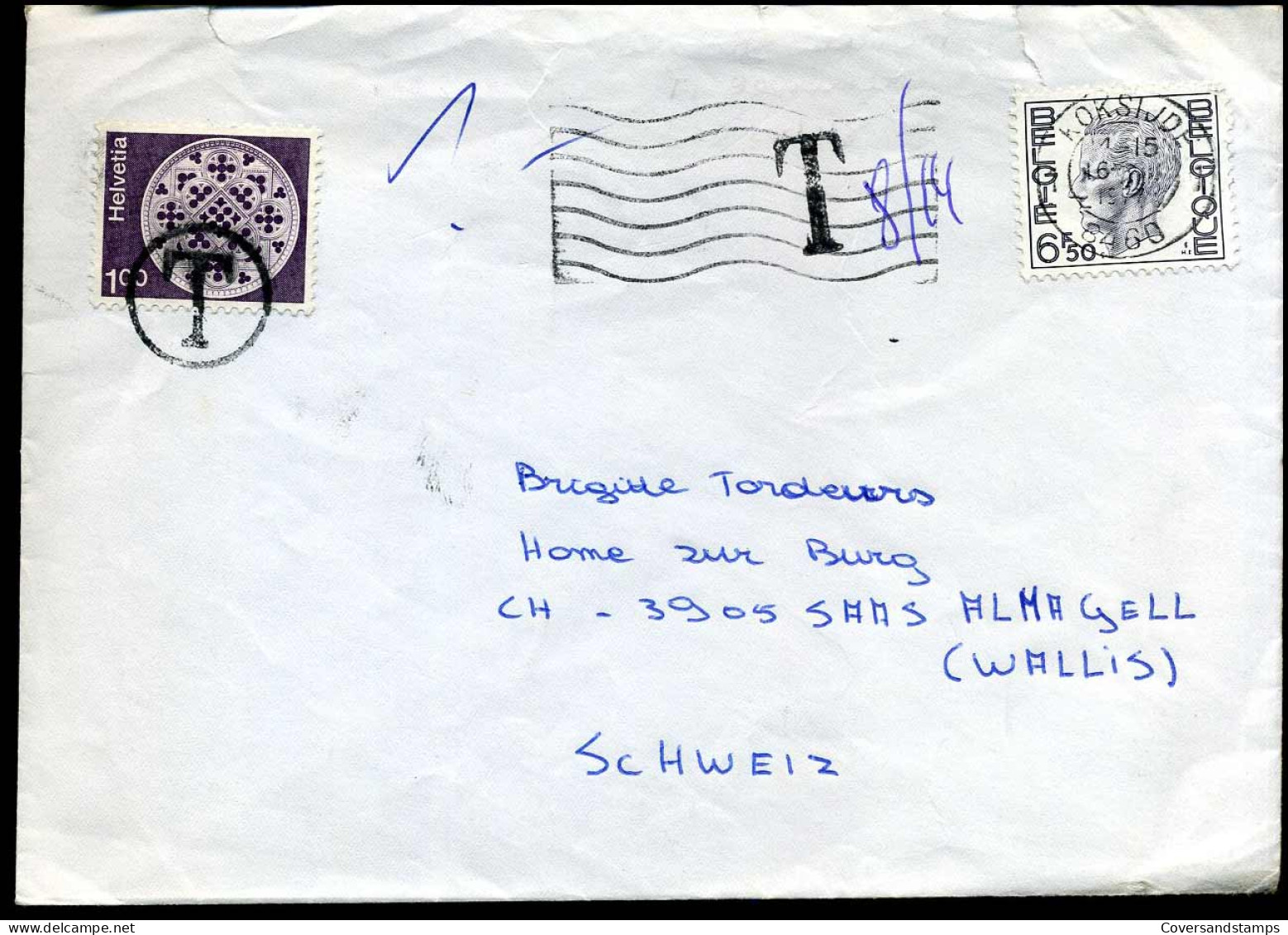 Cover From Koksijde, Belgium - Taxe - Postage Due