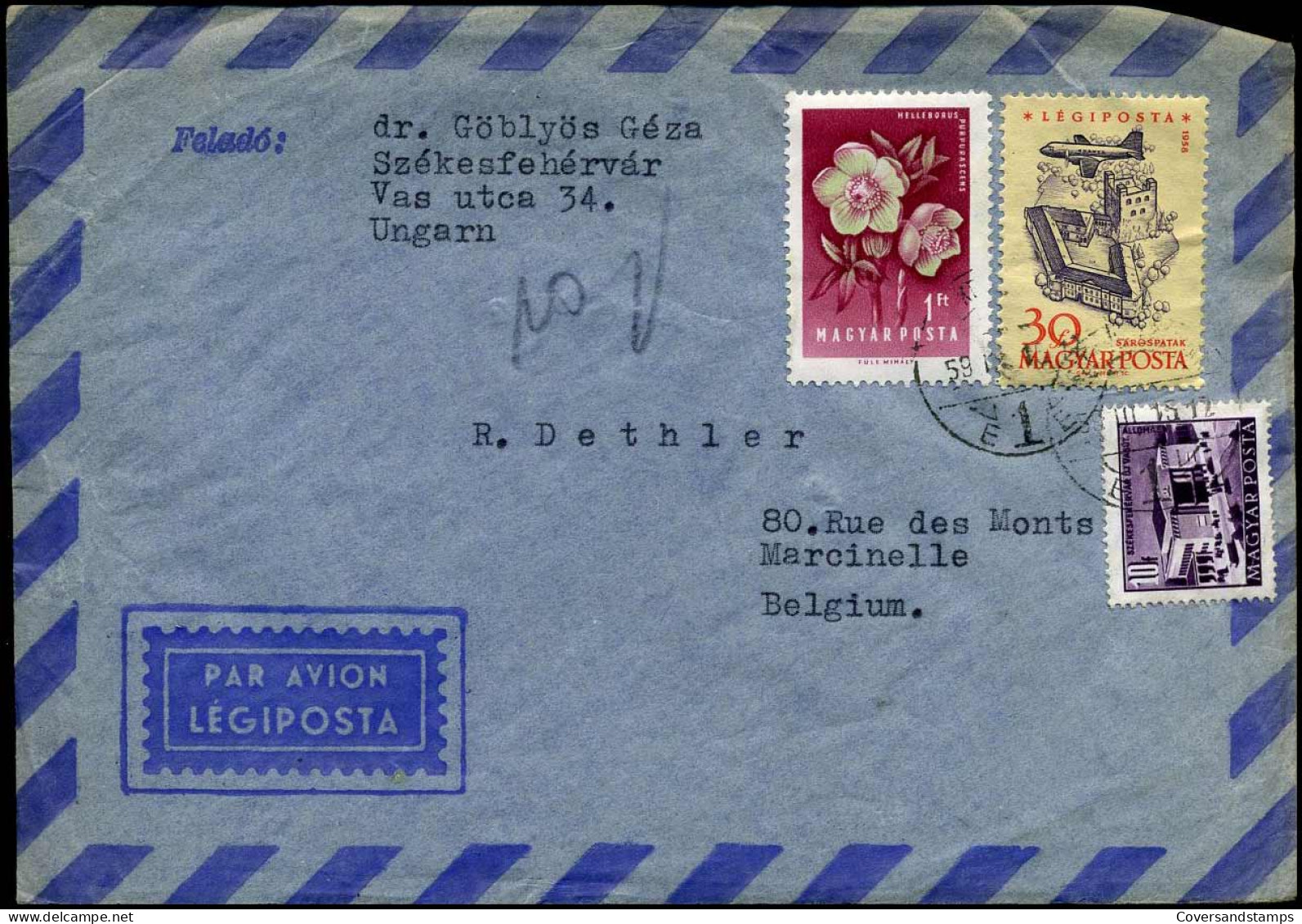 Cover To Marcinelle, Belgium - Lettres & Documents