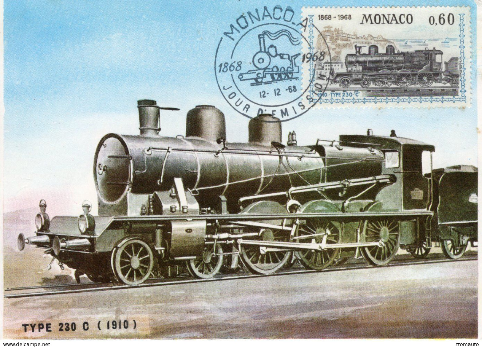 Locomotive - Type 230 'C' (1910) - Monaco 1v Maxi Carte - Prémier Jour D'Emission - Trenes