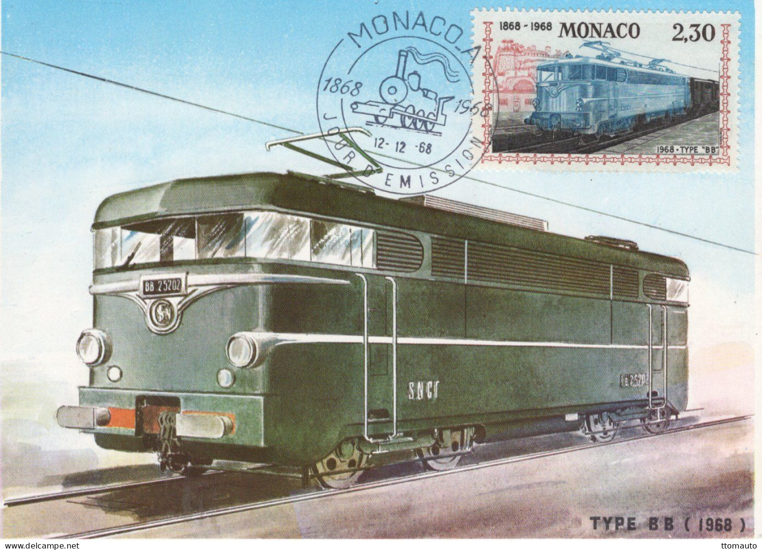 Locomotive - Type BB (1968) - Monaco 1v Maxi Carte - Prémier Jour D'Emission - Trenes