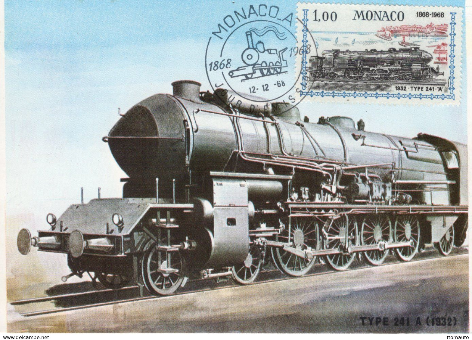Locomotive - Type 241 'A'  (1932) - Monaco 1v Maxi Carte - Prémier Jour D'Emission - Trenes