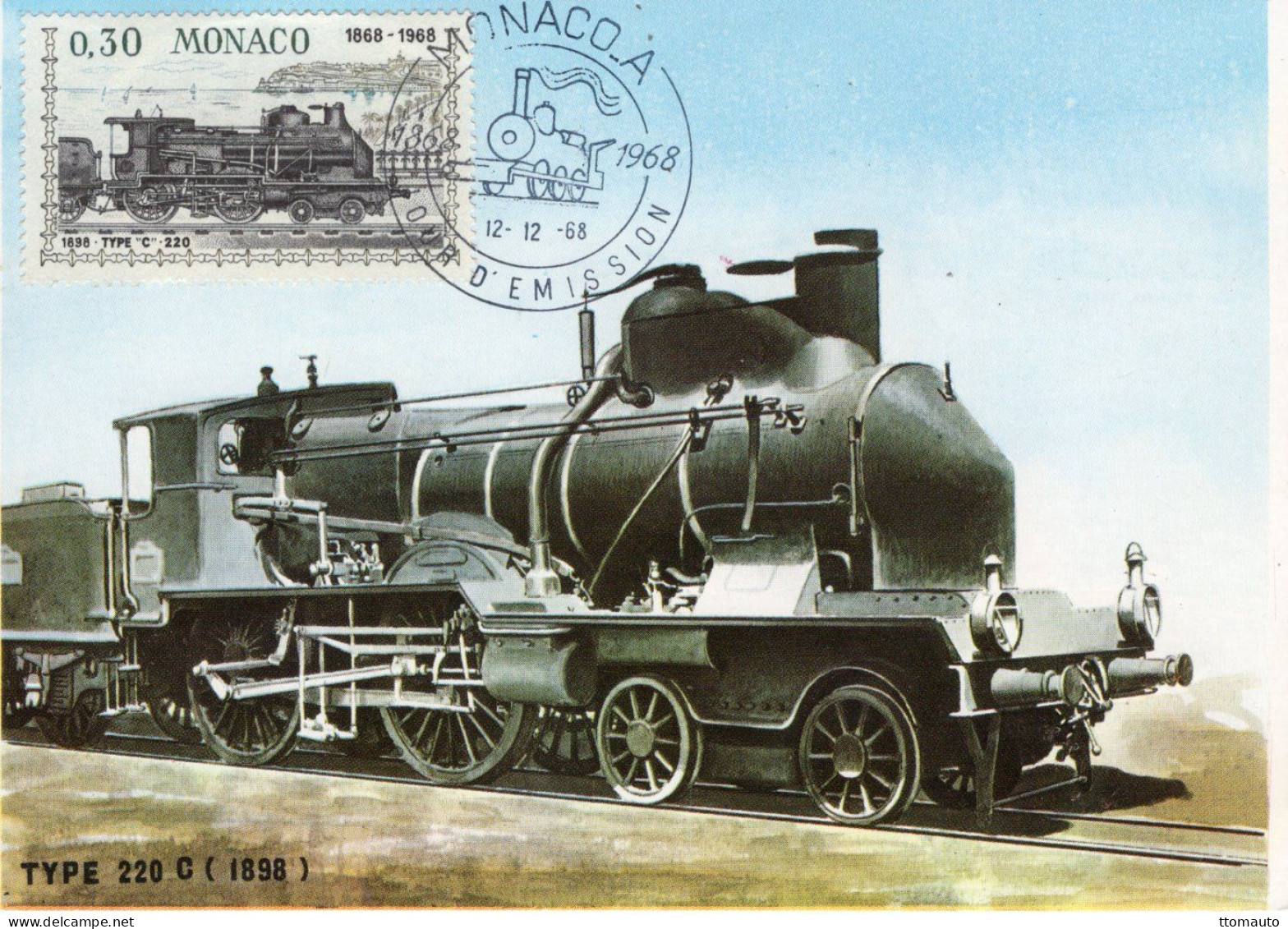 Locomotive - Type 220 'C'  (1898) - Monaco 1v Maxi Carte - Prémier Jour D'Emission - Trenes